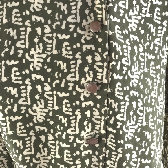 VINTAGE Liz Roberts Green Printed Belted Dress 10 - Picture 3 of 8